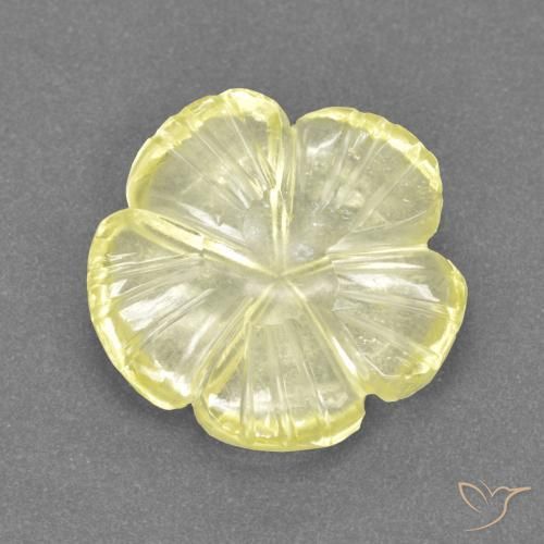 3.51 ct Yellow Quartz Stone, Natural Quartz in Carved Flower Shape for Sale