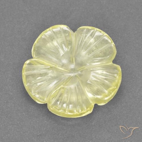 3.40 ct Yellow Quartz Stone, Natural Quartz in Carved Flower Shape for Sale