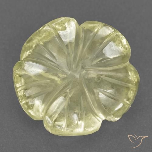 3.48 ct Yellow Quartz Stone, Natural Quartz in Carved Flower Shape for Sale