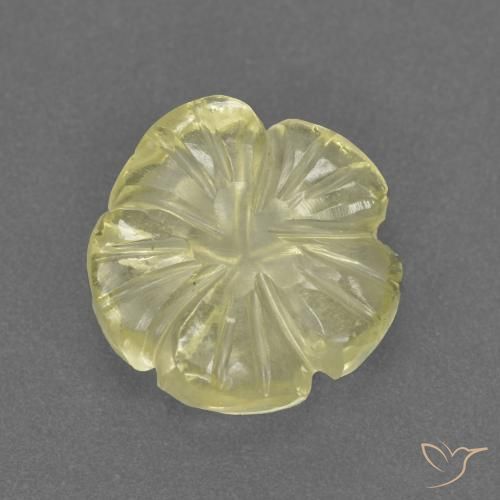3.13 ct Yellow Quartz Stone, Natural Quartz in Carved Flower Shape for Sale