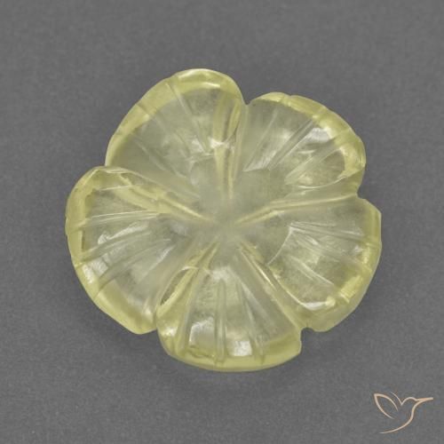 3.08 ct Yellow Quartz Stone, Natural Quartz in Carved Flower Shape for Sale