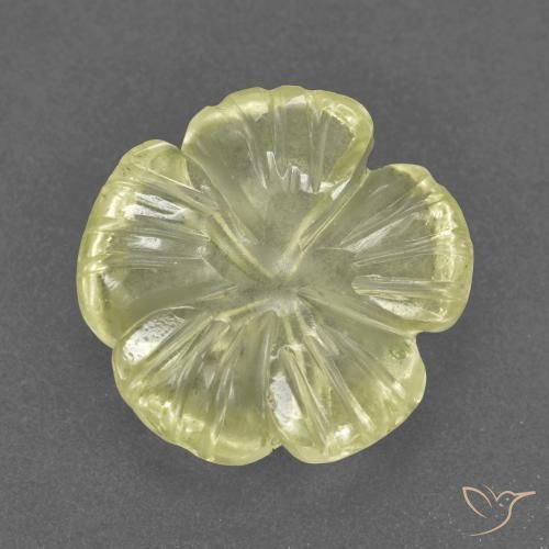 3.31 ct Yellow Quartz Stone, Natural Quartz in Carved Flower Shape for Sale