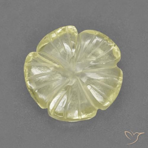 3.89 ct Yellow Quartz Stone, Natural Quartz in Carved Flower Shape for Sale