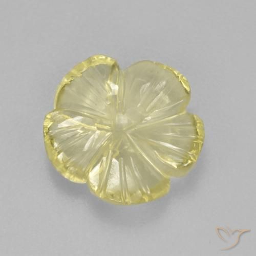 2.87 ct Yellow Quartz Stone, Natural Quartz in Carved Flower Shape for Sale