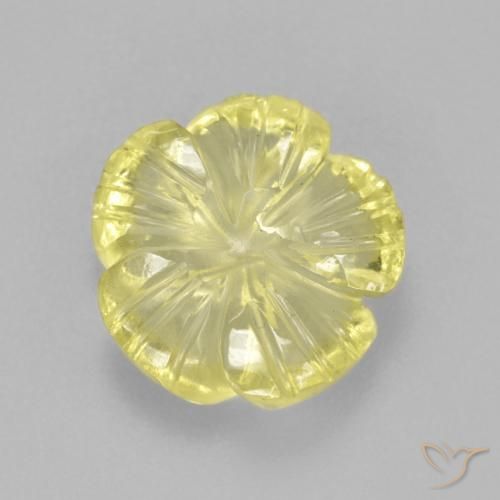 3.83 ct Yellow Quartz Stone, Natural Quartz in Carved Flower Shape for Sale