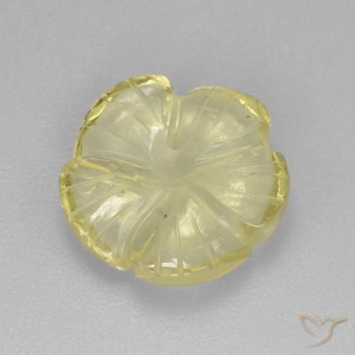 3.83 ct Yellow Quartz Stone, Natural Quartz in Carved Flower Shape for Sale
