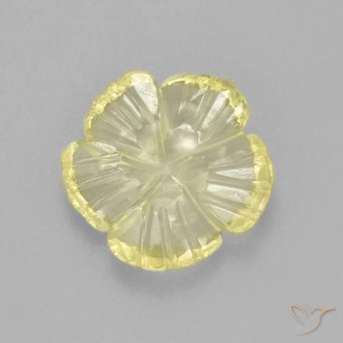 1.85 ct Yellow Quartz Stone, Natural Quartz in Carved Flower Shape for Sale