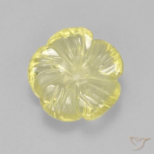 3.36ct Natural Light Yellow Quartz, Flower Cut, Transparent