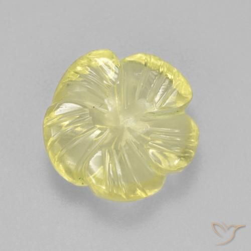3.36 ct Yellow Quartz Stone, Natural Quartz in Carved Flower Shape for Sale