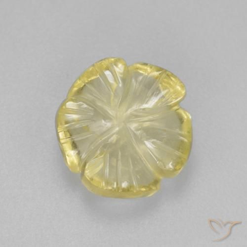 2.69 ct Yellow Quartz Stone, Natural Quartz in Carved Flower Shape for Sale