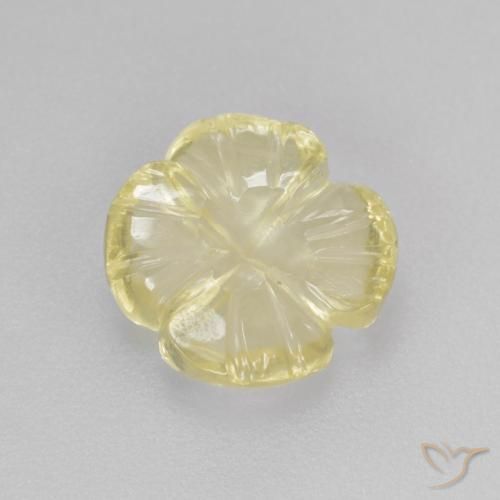 2.31ct Natural Light Greenish Yellow Quartz, Flower Cut, Transparent