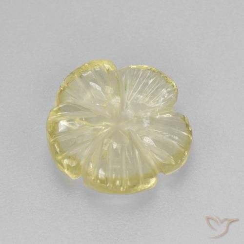 3.12 ct Yellow Quartz Stone, Natural Quartz in Carved Flower Shape for Sale