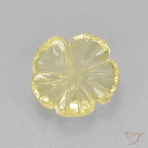 2.47 ct Yellow Quartz Stone, Natural Quartz in Carved Flower Shape for Sale