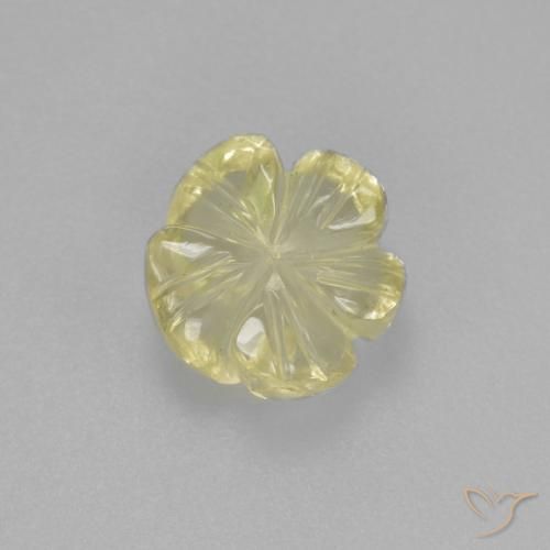 1.96ct Natural Light Greenish Yellow Quartz, Flower Cut, Transparent