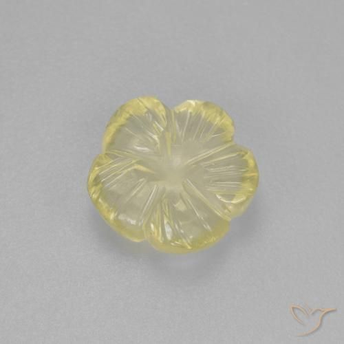 1.56 ct Yellow Quartz Stone, Natural Quartz in Carved Flower Shape for Sale