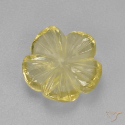 2.21 ct Yellow Quartz Stone, Natural Quartz in Carved Flower Shape for Sale