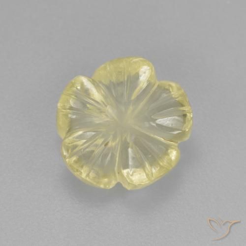 2.37ct Natural Light Greenish Yellow Quartz, Flower Cut, Transparent