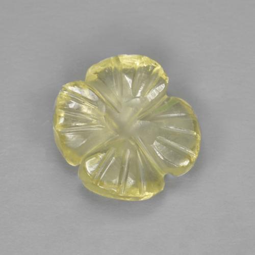 薄いイエロー クォーツ 宝石 - 1.9ct 花の彫刻 (ID: 577690)