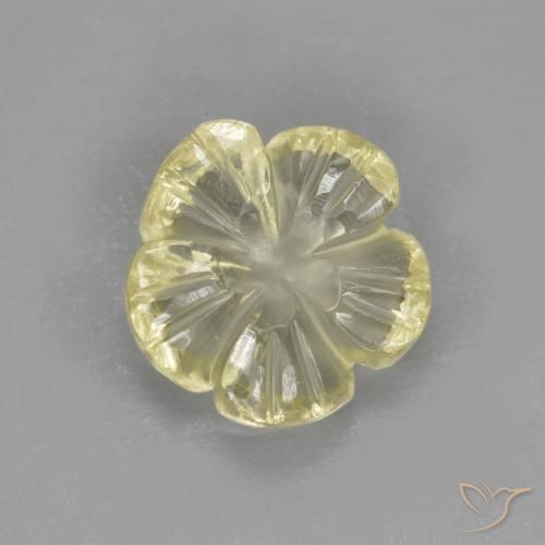 1.98 ct Yellow Quartz Stone, Natural Quartz in Carved Flower Shape for Sale