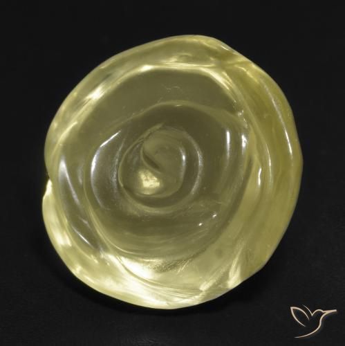 13.76 ct Yellow Quartz Stone, Natural Quartz in Carved Rose Shape for Sale