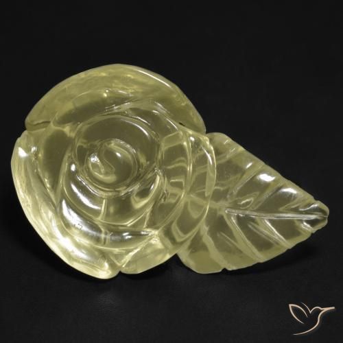 21.30 ct Yellow Quartz Stone, Natural Quartz in Carved Rose Shape for Sale