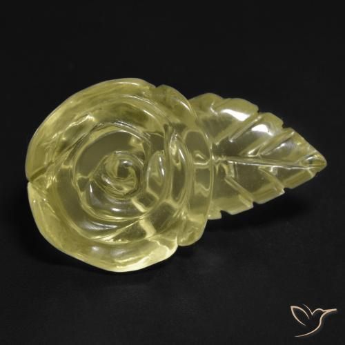 15.16 ct Yellow Quartz Stone, Natural Quartz in Carved Rose Shape for Sale