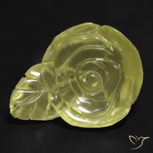 22.84 ct Yellow Quartz Stone, Natural Quartz in Carved Rose Shape for Sale