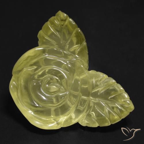 27.63 ct Yellow Quartz Stone, Natural Quartz in Carved Rose Shape for Sale