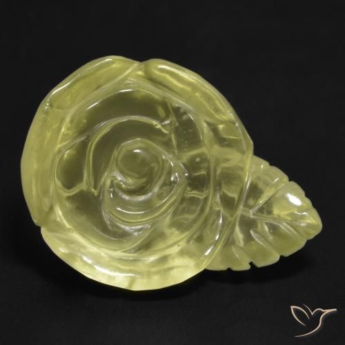 21.64 ct Yellow Quartz Stone, Natural Quartz in Carved Rose Shape for Sale