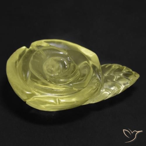 26.39 ct Yellow Quartz Stone, Natural Quartz in Carved Rose Shape for Sale
