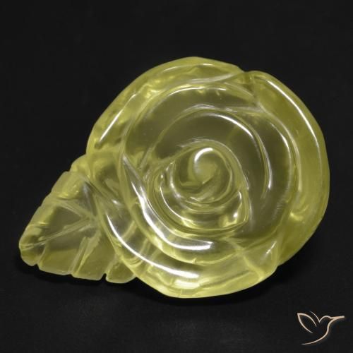 19.94 ct Yellow Quartz Stone, Natural Quartz in Carved Rose Shape for Sale