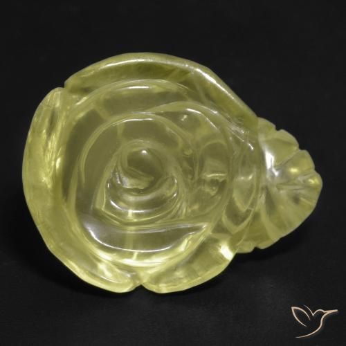 15.73 ct Yellow Quartz Stone, Natural Quartz in Carved Rose Shape for Sale