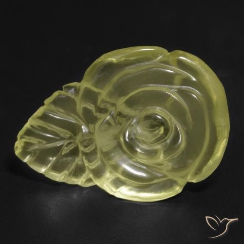 12.65 ct Yellow Quartz Stone, Natural Quartz in Carved Rose Shape for Sale