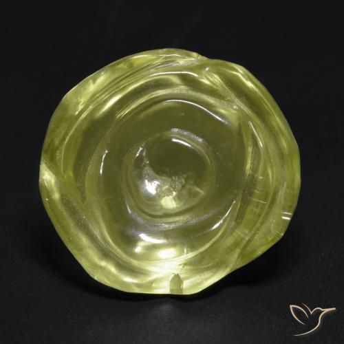 12.59 ct Yellow Quartz Stone, Natural Quartz in Carved Rose Shape for Sale