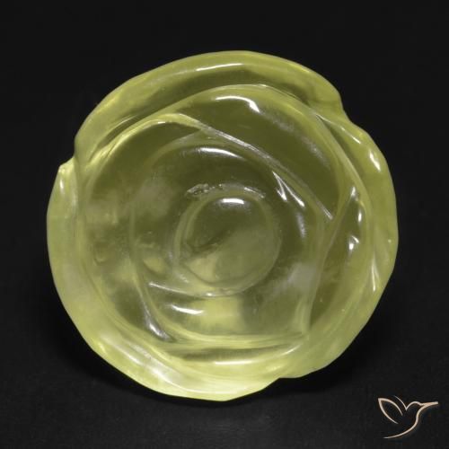 14.87ct Natural Light Greenish Yellow Quartz, Flower Cut, Transparent