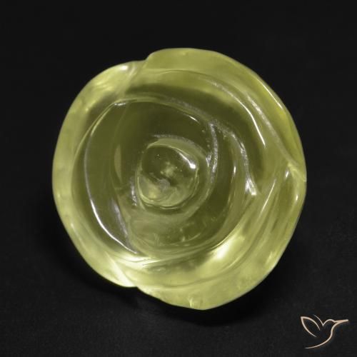 15.19 ct Yellow Quartz Stone, Natural Quartz in Carved Rose Shape for Sale