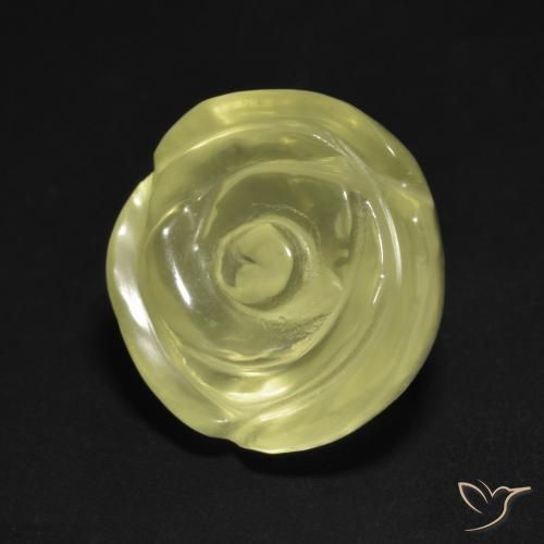 13.05 ct Yellow Quartz Stone, Natural Quartz in Carved Rose Shape for Sale