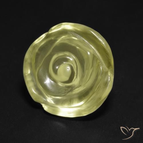 10.50ct Natural Light Greenish Yellow Quartz, Flower Cut, Transparent
