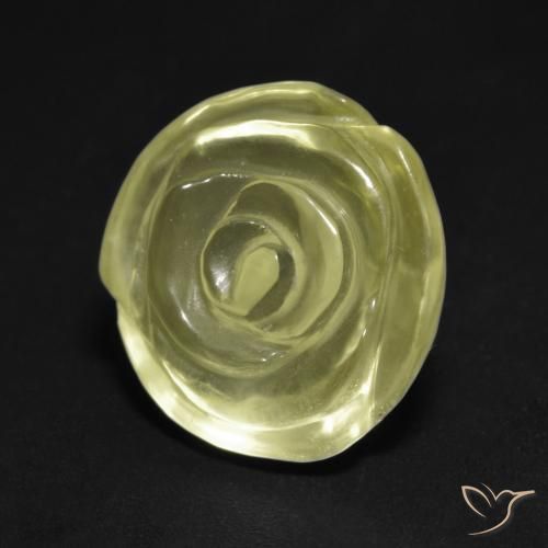 11.54ct Natural Light Greenish Yellow Quartz, Flower Cut, Transparent