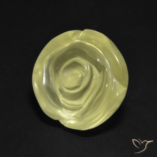 12.57 ct Yellow Quartz Stone, Natural Quartz in Carved Rose Shape for Sale