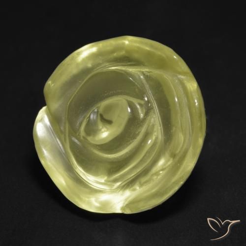 14.21 ct Yellow Quartz Stone, Natural Quartz in Carved Rose Shape for Sale