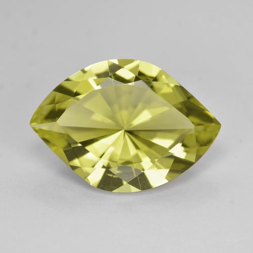 Yellowish Green Quartz Gem - 6.3ct Marquise Concave Cut (ID: 598906)