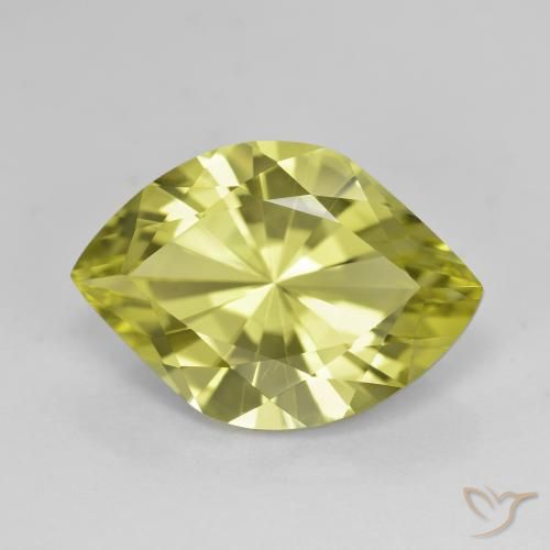 6.99 ct Green Quartz, 17 x 11.9 mm Marquise Concave Cut From Brazil, Photo A