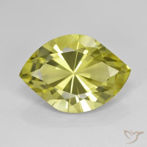 7.34ct Natural Yellowish Green Quartz, Marquise, VVS