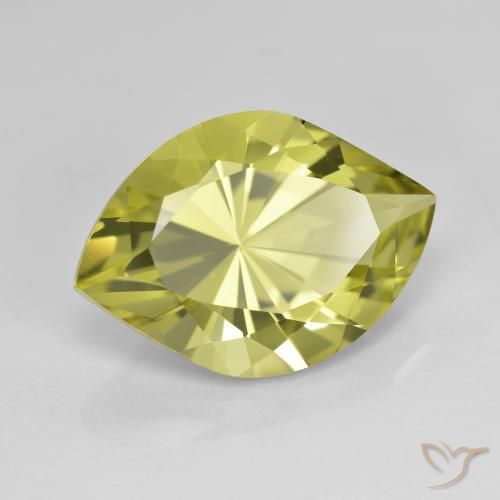 7.34 ct Green Quartz Stone, Natural Quartz in Marquise Concave Cut Shape for Sale