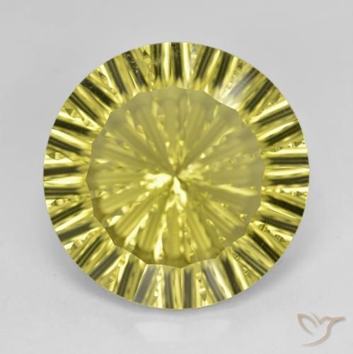 18.1mm Round Concave Cut Green Quartz from Brazil, Weight of 16.29ct, Natural irradiated Gemstone in VVS Clarity, 1pc Quartz - Color: Light Green, Mohs Hardness of 7 suitable for daily wear jewelry, Photo A