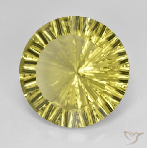16.29 ct Green Quartz Stone, Natural Quartz in Round Concave Cut Shape for Sale