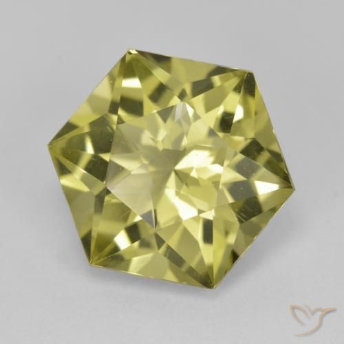 7.26 ct Yellow Quartz Stone, Natural Quartz in Hexagon Cut Shape for Sale