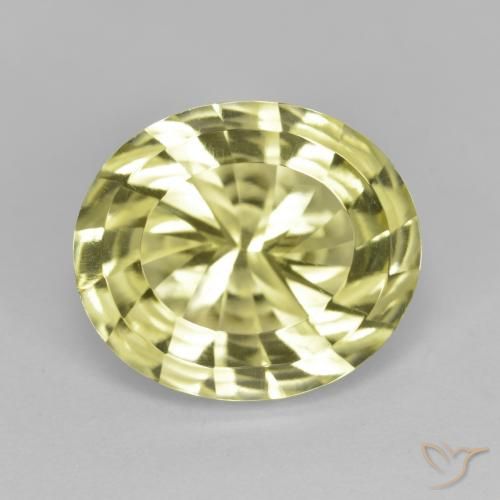 6.71 ct Yellow Quartz Stone, Natural Quartz in Oval Concave Cut Shape for Sale