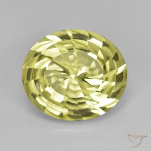 14 x 12.2mm Oval Concave Cut Yellow Quartz from Brazil, Weight of 6.98ct, Natural irradiated Gemstone in VVS Clarity, 1pc Quartz - Color: Medium Yellow, Mohs Hardness of 7 suitable for daily wear jewelry, Photo A